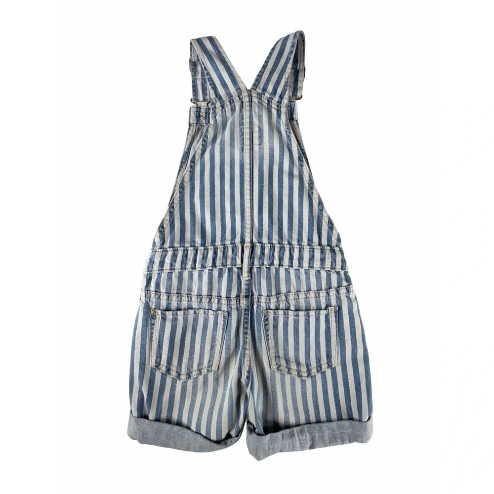 Gap Kids 1969 Blue & White Striped Denim Shortalls Overalls Girls Size Small EUC